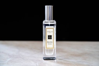 Istanbul, Turkey - July 10, 2020: , Jo Malone London Wood Sage & Sea Salt Cologne. Ready to Use in Bedroom. clipart