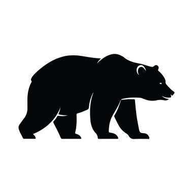 Bir Grizzly Bear 'ın Silueti Cesur Siyah ve Beyaz Temsili
