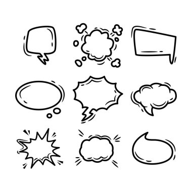 Konuşma baloncukları. El çizimi karalama vektörü çizimi.