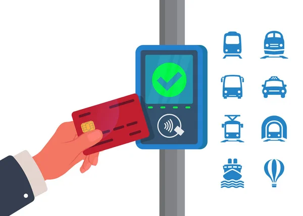 Nakitsiz bilet. Toplu taşıma. Çevrimiçi ödeme sistemi toplu taşıma hisse senedi illüstrasyonu