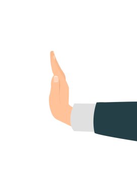 İşadamı el gösterimi dur işareti beyaz arkaplanda izole edildi