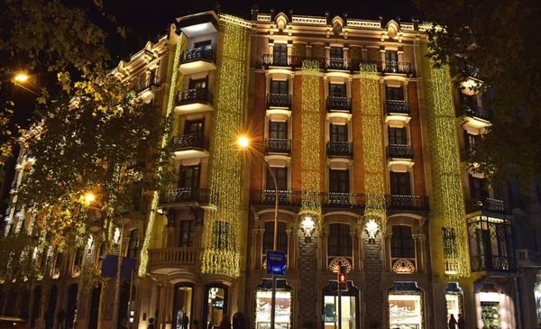 Vánoční Osvětlení Barceloně — Stock fotografie