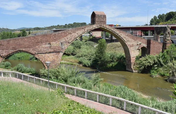 Devil Bridge Över Floden Llobrega Martorell Barcelona — Stockfoto