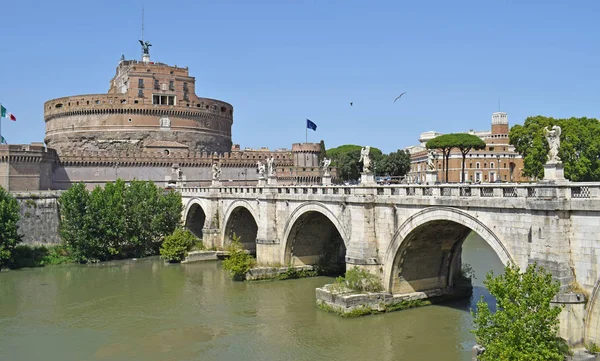 Puente Sant Angelo Sobre Tíber Roma Italia — Foto de Stock