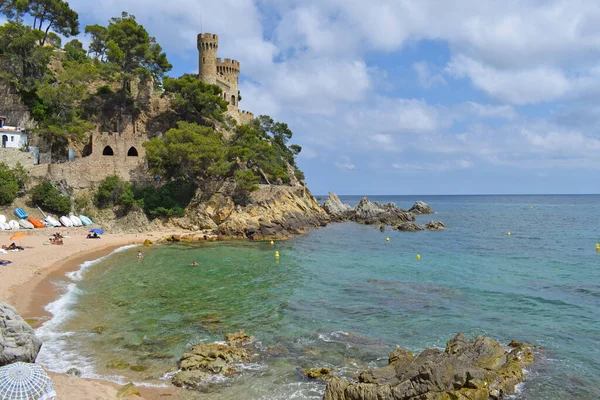 Castello Sulla Spiaggia Lloret Mar Girona Spai — Foto Stock