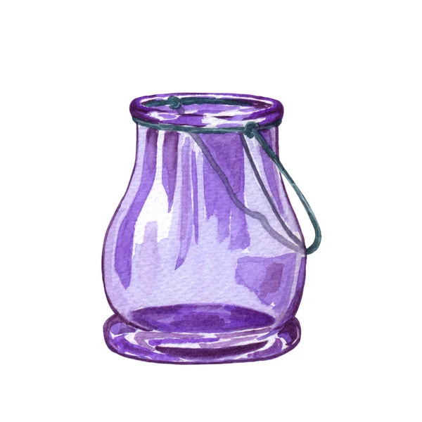 Sticlă Sticlă Acuarelă Izolată Alb Sticlă Transparentă Sticlă Culoare Acuarelă — Fotografie, imagine de stoc