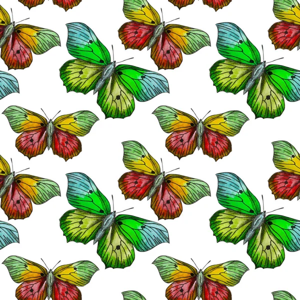 Papillons Nocturnes Insectes Animaux Volent Modèle Sans Couture Avec Bytterflies — Photo