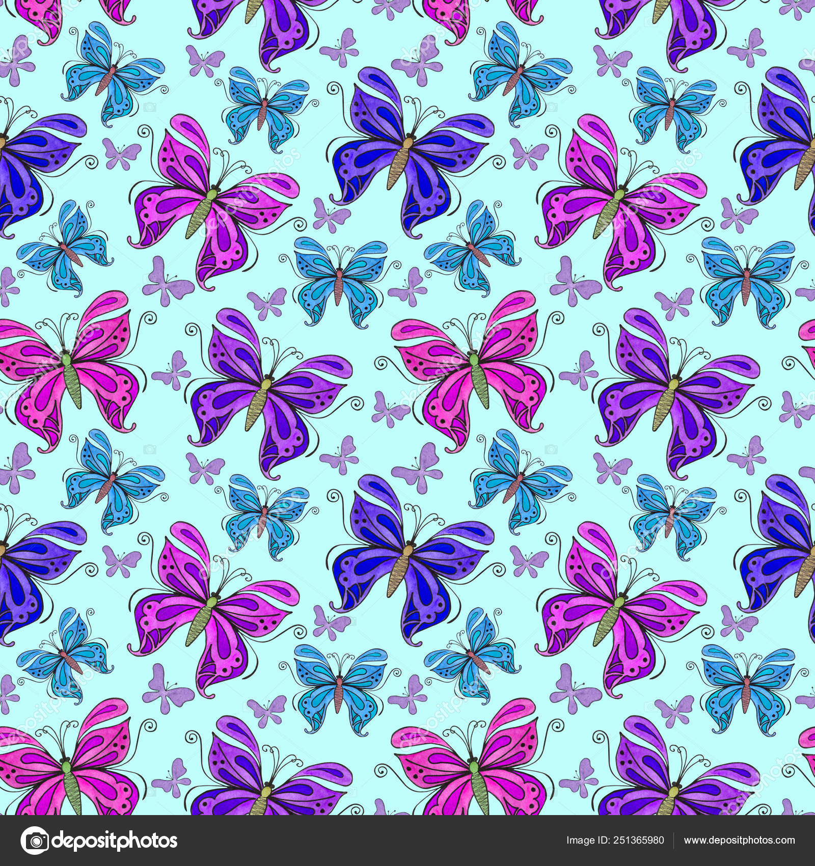 Watercolor seamless pattern with butterflies. Stock Photo by ©barvart ...
