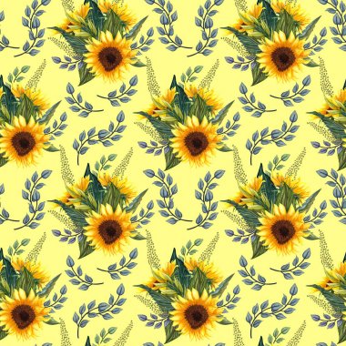 Ayçiçeği seamless modeli. Ayçiçeği kumaş arka plan.