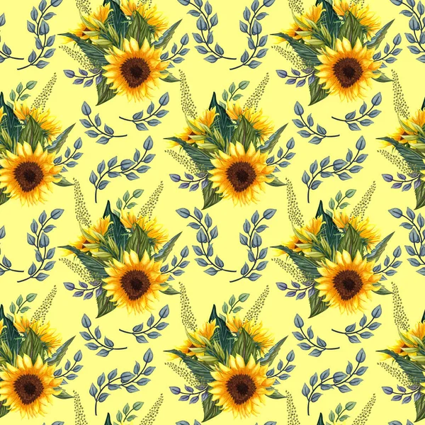 Ayçiçeği seamless modeli. Ayçiçeği kumaş arka plan.