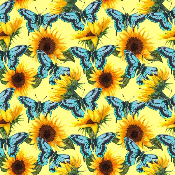 Ayçiçeği seamless modeli. Ayçiçeği kumaş arka plan.