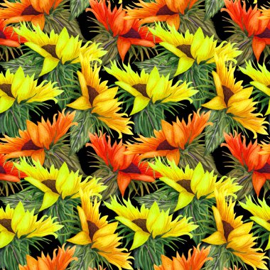 Ayçiçeği seamless modeli. Ayçiçeği kumaş arka plan.