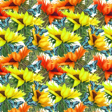 Ayçiçeği seamless modeli. Ayçiçeği kumaş arka plan.