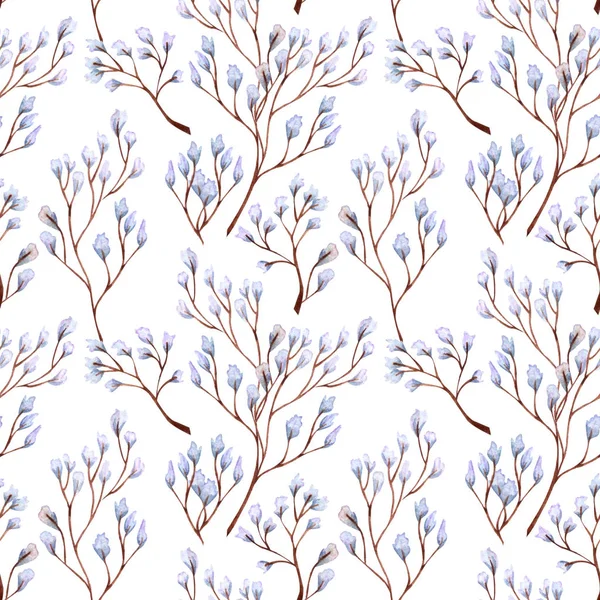 Χωρίς ραφή μοτίβο με αφηρημένα φύλλα και κλαδιά. Διακοσμητικά floral στοιχεία σχεδιασμού. Διαφορετικά φύλλα που έχουν σχεδιαστεί με ακουαρέλα. — Φωτογραφία Αρχείου