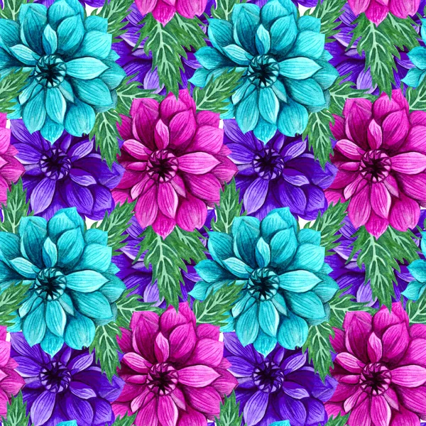 Pion sömlösa mönster. Dahlia tyg bakgrund. Stor abstrakt pion blommor — Stockfoto