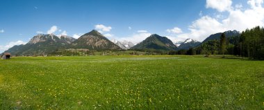 Dağlar ve çayırlar görünümünü