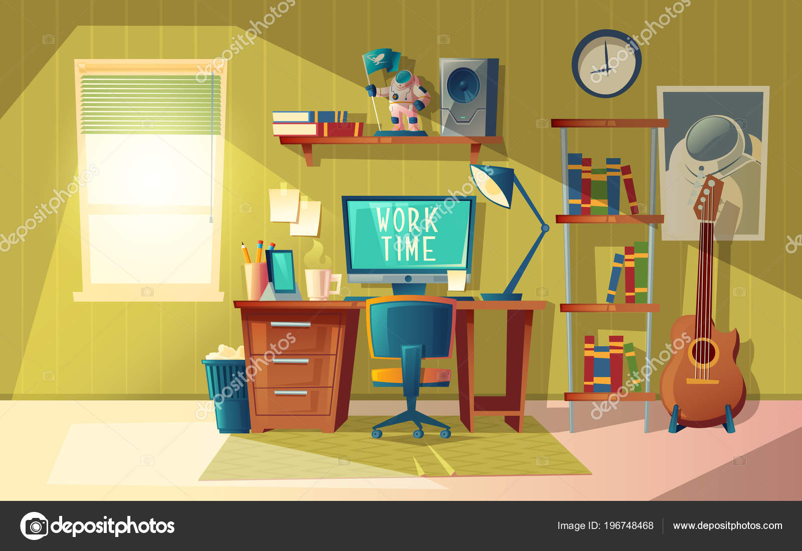 Vector empty home office for freelance job Stock Vector by ©vectorpocket  196748468, image size:1600x1100
