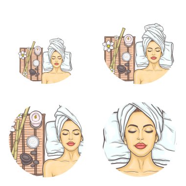 Pop sanat tarzı kadın avatarları vektör ayarla