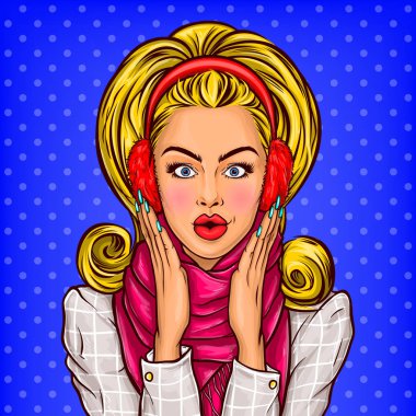 Pop art vektör kız tarafından büyük indirimler şaşırdım
