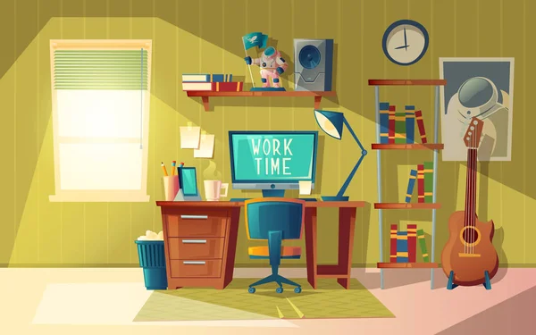 Vector vacío oficina en casa para el trabajo freelance — Vector de stock