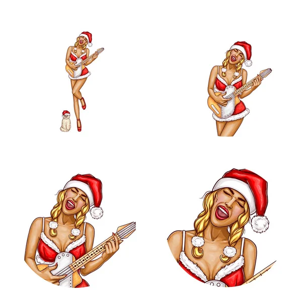 Векторний аватар поп-арту Різдвяна дівчина — стоковий вектор