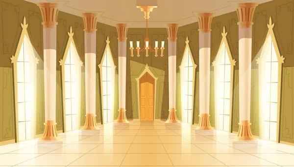 Vector castle hall, interior of royal ballroom — Stock Vector