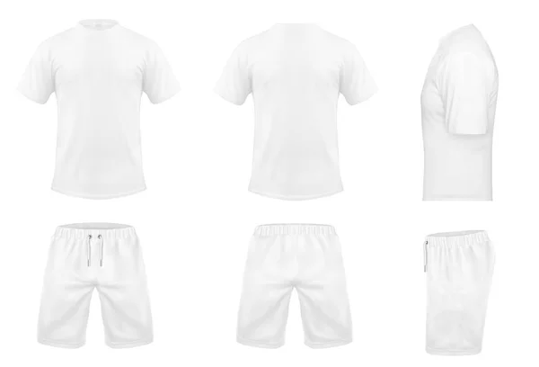 Vector uppsättning vit sport t-shirts och shorts — Stock vektor