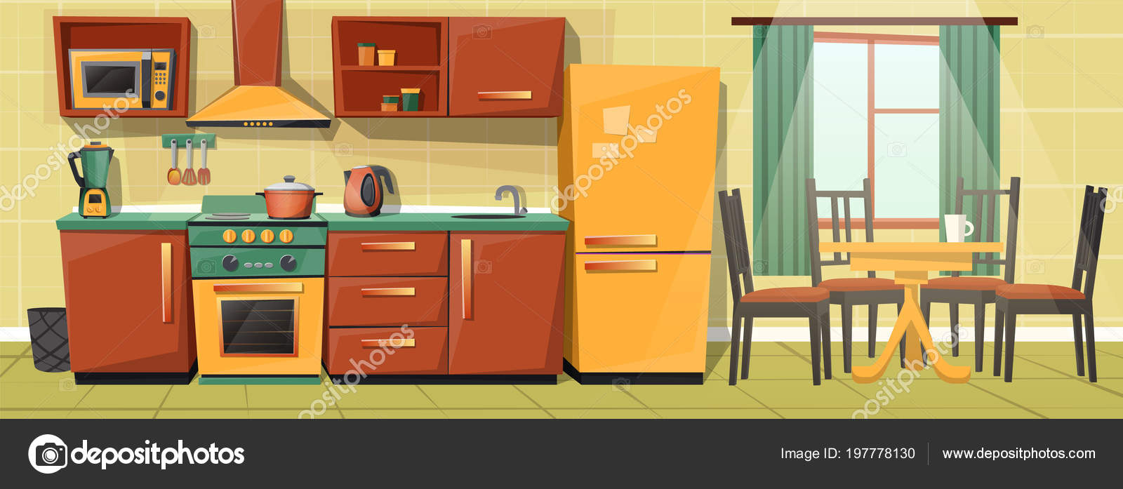 Cocina familia de dibujos animados de vector con los ... Cocina familia de dibujos animados de vector con los ...