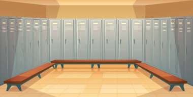 Vector empty dressing room with closed lockers vector Vector empty dressing room with closed lockers vector