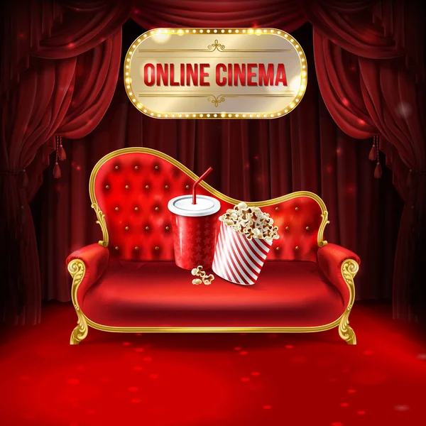 Ilustração do conceito de vetor de cinema online — Vetor de Stock