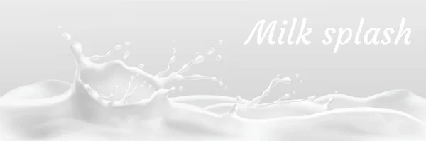 Vektor bílé mléko stříkající, tekoucí jogurt nebo smetana — Stockový vektor