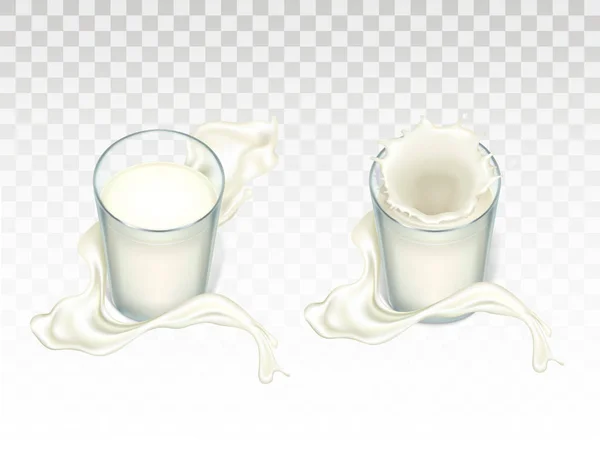 Lunettes vectorielles avec lait, maquettes pour la publicité — Image vectorielle