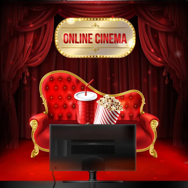 Концепция онлайн-кинотеатра "Вектор", соблазн, насмешка — стоковый вектор