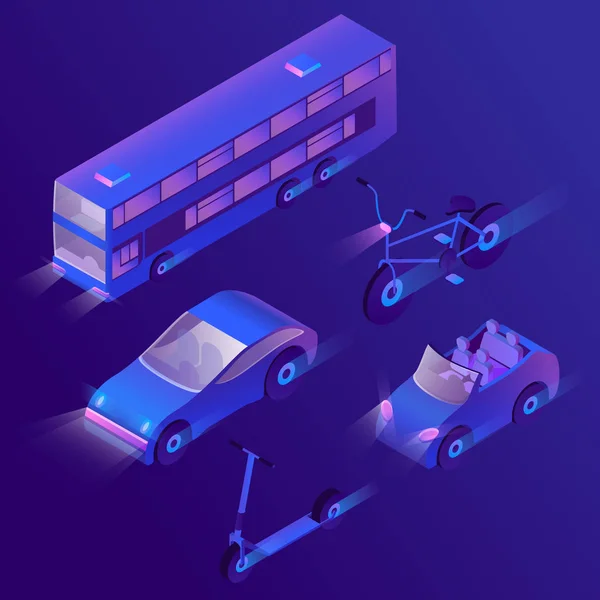 3D izometrik kentsel yolcu taşımacılığı vektör — Stok Vektör