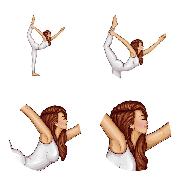 Vektör avatar kız jimnastik, yoga yapar — Stok Vektör