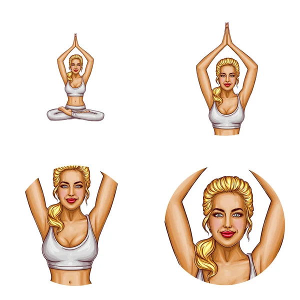 Vector set of female avatars in pop art style Stock Vector