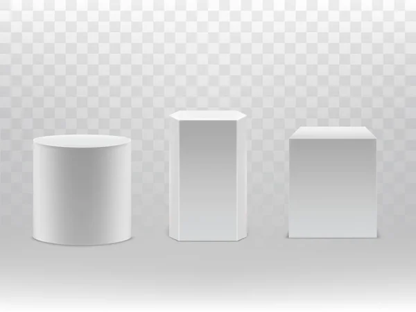 Cylinder 3d realistyczne geometryczne kształty wektorowe, kostka — Wektor stockowy