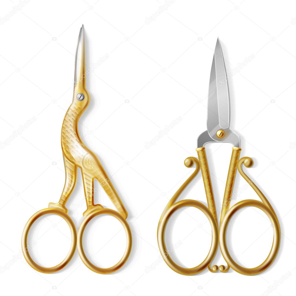 Vector realistic two pairs of nail scissors