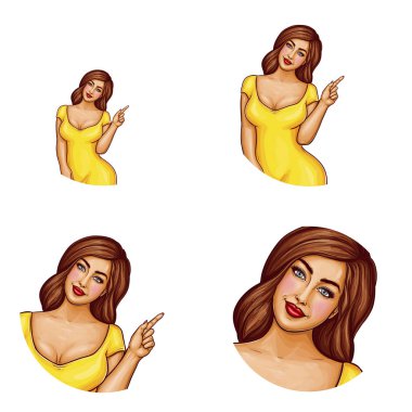 Vektör avatar şişman, obez kahverengi saçlı modeli