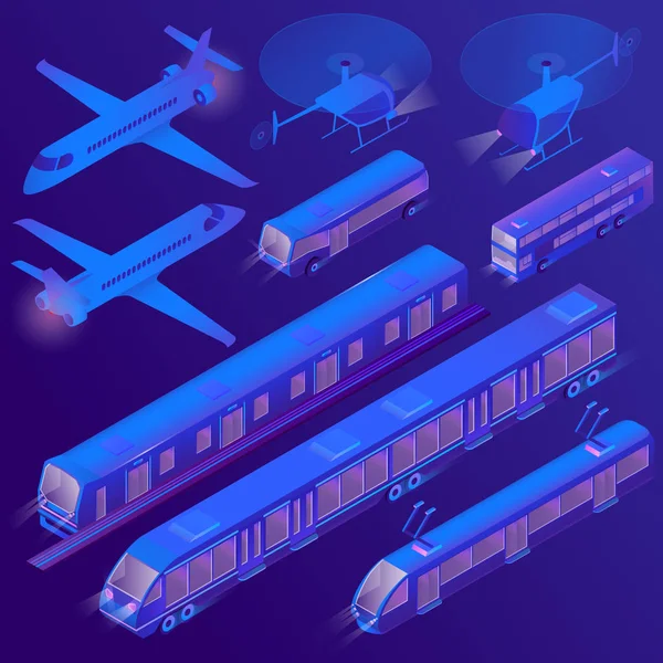 Vector 3d aire isométrico, transporte terrestre de pasajeros — Vector de stock