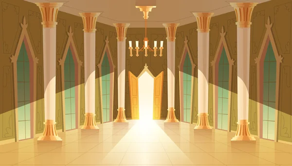 Векторный зал, интерьер королевского бального зала — стоковый вектор