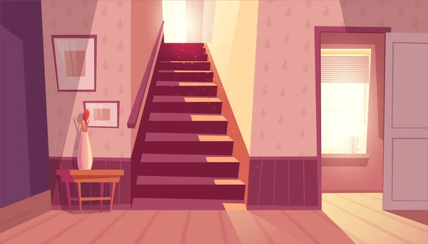 Interior vectorial con escalera, escaleras en casa — Vector de stock