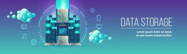 Veri depolama vektör çizim Internet server Digital paylaşımı ve aktarımı teknoloji dosyaları. Web bulut ve bilgisayarlar ve akıllı aygıtlar için kablosuz iletişim ağı