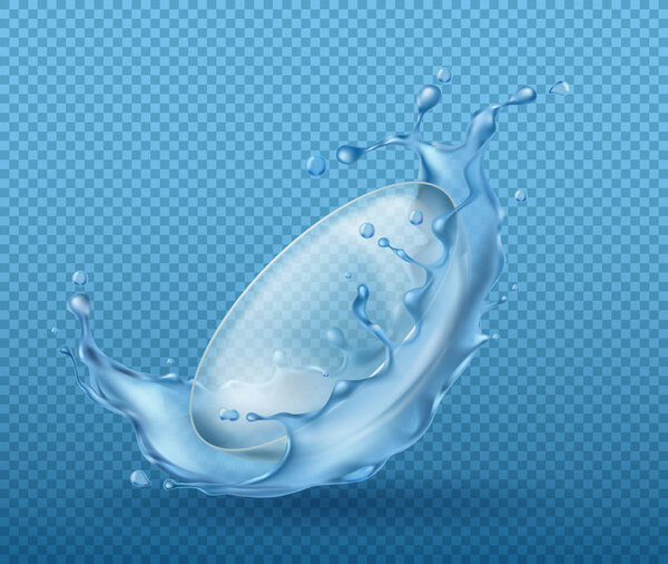 Векторные 3D реалистичные контактные линзы для глаз в брызгах воды. Шаблон рекламного плаката, рекламного баннера. Задумайтесь над дизайном упаковки, предмета медицины
.