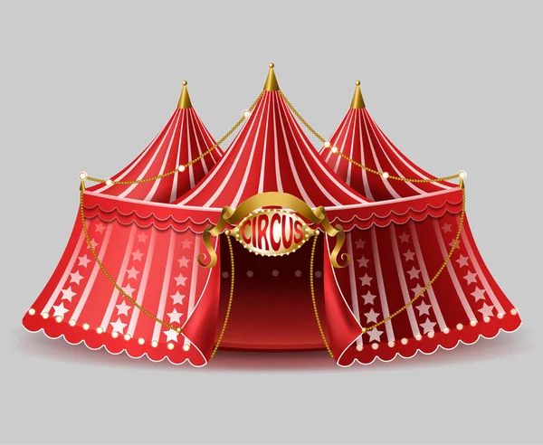 Vector Tienda Circo Realista Con Letrero Iluminado Para Entretenimiento Espectáculo — Archivo Imágenes Vectoriales