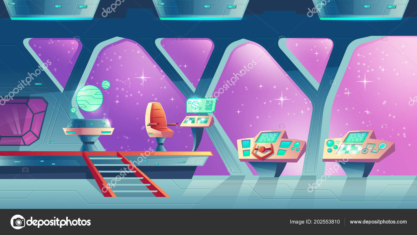 Vector background with interior of spaceship Stock Vector Image by  ©vectorpocket #202553810