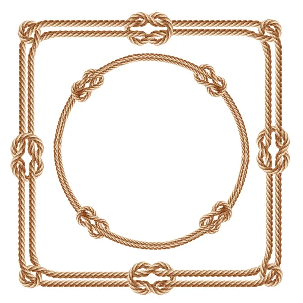 Vecteur 3d cadres réalistes à partir de cordes, nœuds — Image vectorielle