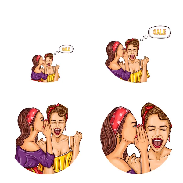 Satılık kızlar pop sanat avatar ikonu hakkında çıkmış vektör