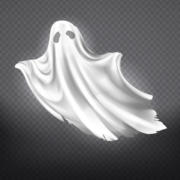 Векторный белый призрак, Хэллоуинский жуткий монстр — стоковый вектор