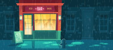 Vektör bira bar gece insanlarla